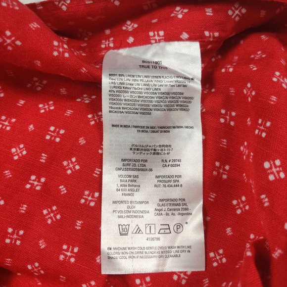 Volcom Womens Salt and Sun retro shorts red print high waisted linen red sz XXL - Picture 5 of 7